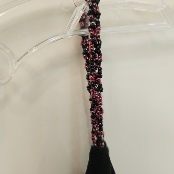 Maggy London Women's Black Dress with Red Embroidery & Beaded Straps Size 6 NWT - Picture 4 of 7